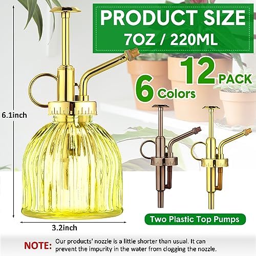 Maxdot 12Pcs Glass Plant Mister Spray Bottle 220ml, Mixed Sprayer - Image 2