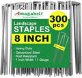 AMAGABELI GARDEN & HOME 300 Pack Galvanized Landscape Staples 8 Inch 11 Gauge Garden Staples Garden Stakes Plant Cover Stakes U-Shaped Landscape Stakes Landscape Pins for Weed Barrier Fabric by AMAGABELI+GARDEN+%26+HOME