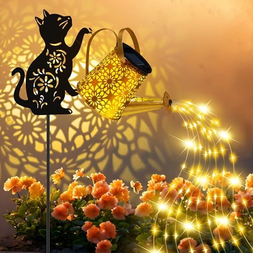 Solar Garden Lights Outdoor Decor, Cat Watering Can Lights for Yard, 2 Pack - Image 2