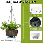 Sungmor Self Watering Hanging Planter for Indoor Plants, 9.4" & 11.2" 2-PACK Large White Plastic Hanging Basket, Garden Flower Pots with Hanging & Standing Design, Thickened Sturdy Drainage Plant Pots - Image 3