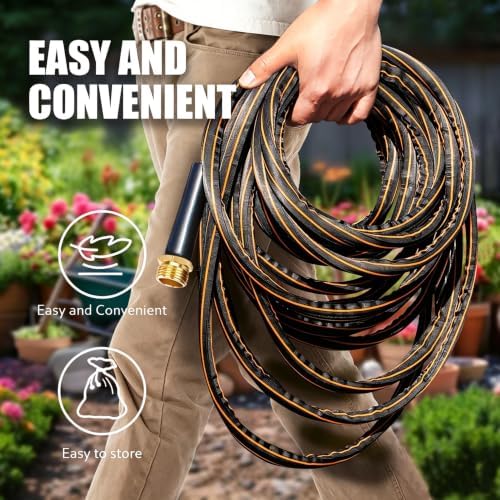 Garden Hose Water Hose – 100ft Lightweight Flexible Outdoor Hose, Kink-Free, Weather Resistant, 3/4” Metal Fittings, 10-Function Spray Nozzle for Yard Car Wash - Image 6