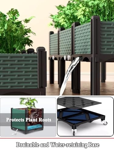 Outdoor Raised Garden Bed Set, Movable Planter Box Easy Assembly, Safe Edge, Ideal for Vegetables & Flowers(40x40x43cm) - Image 3