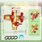 3 Way Garden Hose Splitter, Solid Brass High Flow Spigot Splitter with 3/4” GHT Thread, Individual Shut-Off Valves & Long Handle, Heavy Duty Hose Manifold for Outdoor Faucet - Image 5