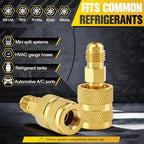 2‑Pack Low Loss Fittings HVAC, 1/4" Male‑Female Brass Refrigerant Adapter - Image 2