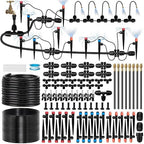 250FT Drip Irrigation System for Garden with 38pcs Adjustable Copper Nozzles & Emitters, Automatic Garden Watering System with 1/2" & 1/4" Tubing for Raised Bed, Yard, Greenhouse, Potted Plants, Lawn by GGAQHLK