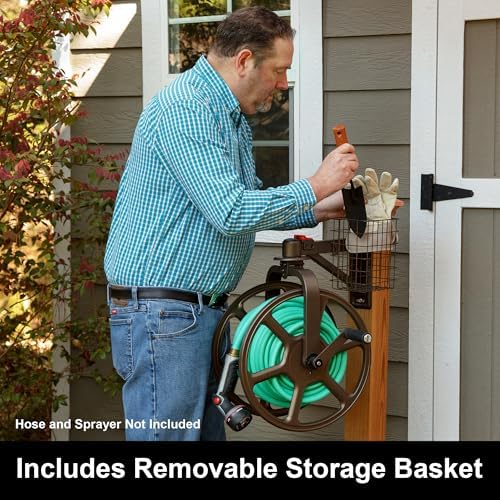 Liberty Garden Single Arm Navigator Hose Reel with Pull Up Latch, Bronze - Image 7