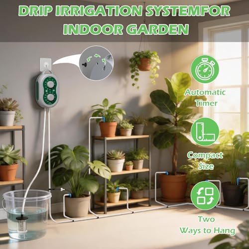 Automatic Drip Irrigation System for Garden with USB & Timer, 50FT Plant Watering Devices for 15 Pots, IP65 Waterproof 2200mAh Watering System for Indoor Outdoor Lawn Farm Greenhouse Balcony Patio - Image 2