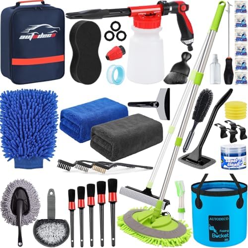 42Pcs Car Wash Kit with Foam Gun, Complete Car Detailing Brush Kit by AUTODECO