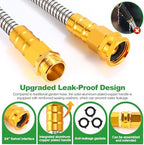 Garden Hose 50FT, Stainless Steel Metal Water Hose with 10-Function Nozzle - Image 2