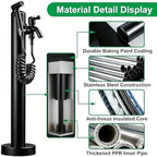 Stainless Steel 60/95cm Water Dispenser Column, Round with Water Tap and Hose Connector Free-Standing Garden Tap Outdoor Spigot, Vertical Water Hydrant(Black,95cm/37.4in,Style 1) - Image 3