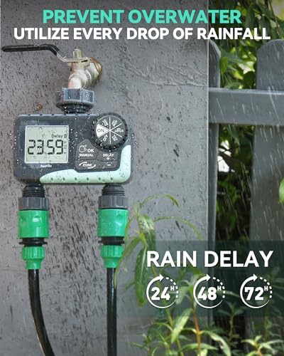 RAINPOINT 2 Zone Sprinkler Timer - 2pcs Water Timer for Garden Hose with Rain Delay/Manual Watering/Automatic Irrigation for Yard Lawn - Image 5