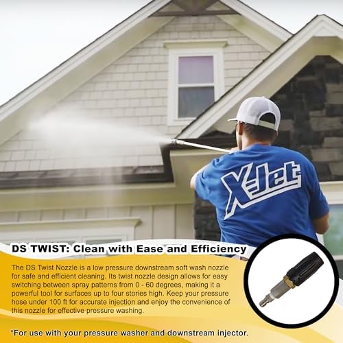 X-Jet DS Twist Nozzle - Adjustable Downstream Soft Wash Nozzle. 0-60 degree Spray Pattern with Low to High Reach for use with Pressure Washer 7-12 GPM - Image 5