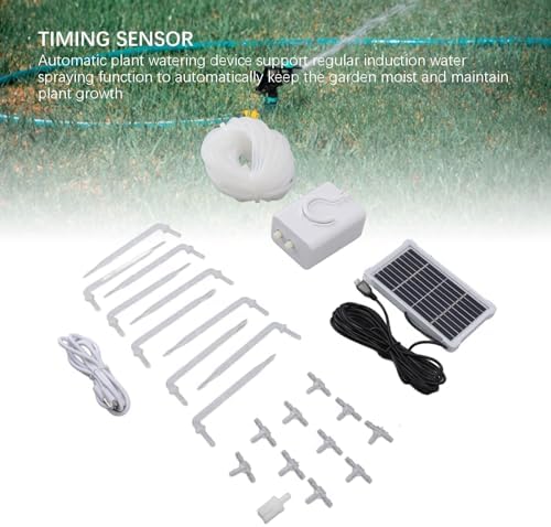 AYNEFY Automatic Plant Waterer, Solar Powered Watering System with Timer, ABS Drip Irrigation Kit with Spray, 2000mAh for Garden Yard Patio Greenhouse - Image 2