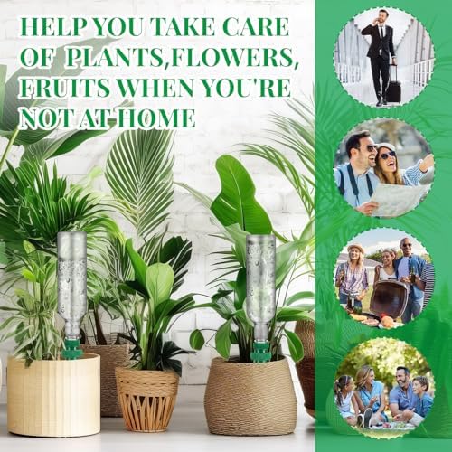 SiliFine 8 Set Plant Watering Devices Include Self Watering Spikes and 26 oz Plastic Bottles Plant Waterer Devices with Adjustable Control Valve Switch Indoor Outdoor (Clear) - Image 6
