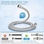 Handheld Toilet Bidet Sprayer 2 Pack, Water Pressure Adjustable Sprayer with Hose and 7/8 "T-Valve, Jet Spray and Soft Spray, for Toilet, Bidet, Shower etc., Stainless Steel, Silver - Image 4