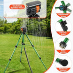 Oscillating Sprinkler Head on Telescoping Tripod Base with 2 Sprinkler Extensions, Heavy Duty Lawn Sprinklers, 360° Large Area Irrigation, Solid Metal Extension Legs & Skidproof Design - Image 3