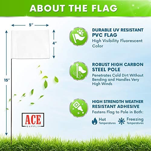 White Marking Flags 1000 Pack - 4x5x15 Inch White Flags for Yard - Markers For Lawn, Irrigation, Landscaping, Survey & Sprinkler Head Marking - Image 2
