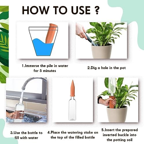 Dandat 8 Pcs 34oz Plant Watering Devices Self Watering Spikes and Bottles - Image 4