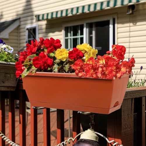 12Pcs 17Inches Rectangle Planter Box with Drainage Holes and Trays - Image 3