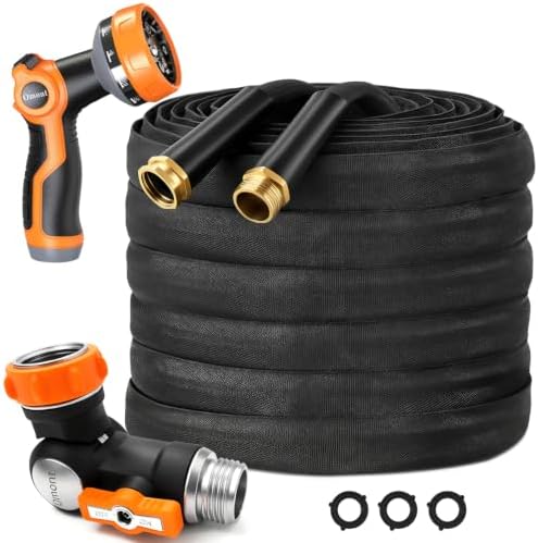 Garden Hose 50FT with 360° Swivel Connector, Camper Water Hose with Nozzle Ultra-Light & Flexible Garden Water Hose by Omont