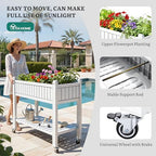 YITAHOME 43.3x17.7x34 in Elevated Garden Bed, Outdoor Plastic Planter Box with Wheels, Legs, Drain Plug, and Storage Shelf for Plants, Vegetables, Flowers, Herbs, Grayish-White - Image 2