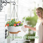2 Pack 12 Hanging Flower Pots with Chains Self Watering Plastic Planters for Indoor Outdoor Plants, Sturdy Triangular Iron Chain Design for Garden PorchPlastic hanging flower pots (2, White-brown) - Image 4