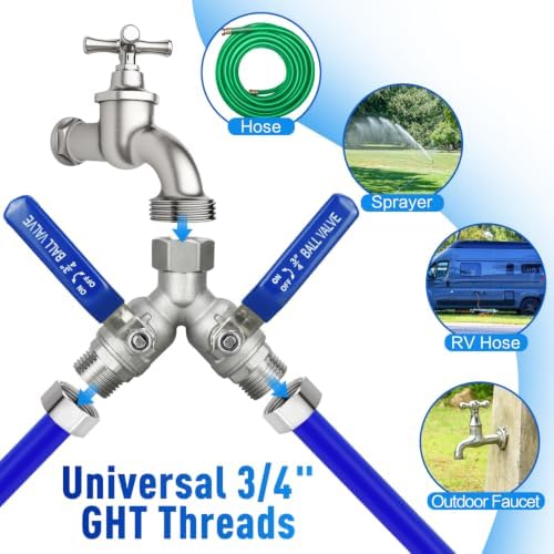 4 Pack 304 Stainless Steel Hose Splitter 2 Way, Full Flow Hose Splitter - Image 5