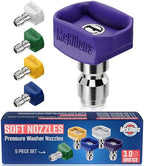 McKillans® 2026 Soft Pressure Washer Nozzle Tips - Fast Rinse - New Spray Angles 60° 50° 40° 25° 15° - Easy-Grip Design - 304 Stainless Steel - 1/4" Quick Connect - Power Washer Tips Set (3.0 Orifice) by McKillans