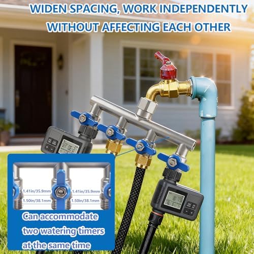 304 Stainless Steel Garden Hose Splitter 4 Way Heavy Duty, Full Flow T Valve Water Hose Splitter With 2.1" Extra Long Handle, Lead-free，3/4" GHT Thread Connector For Outdoor Spigot Faucet - Image 5