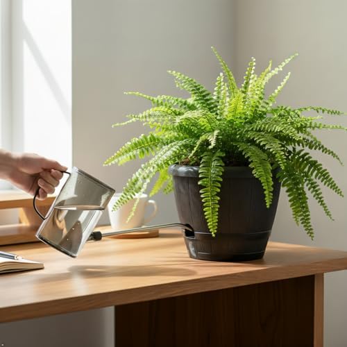 Sun-E 10 Inch Whiskey Barrel Self Watering Planters, Wood Look, 3-Pack - Image 2