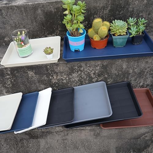 VUWEZ 4 Pack Plant Saucer Tray Rectangular, Plant Growing Nursery Trays, Heavy Sturdy Seed Starting Trays, Plants Starter Saucers for Indoors No Holes, Seed Starter Growing Tray (17.5"x10.6", Black) - Image 3