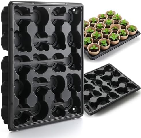 RooTrimmer 20 Cell Plant Trays for Carrying 3 inch Round Nursery Pots, Sturdy Plastic Trays Suitable for Holding 100 pcs Peat Pots ((5 Packs - Trays Only, Pots Not Included)) by RooTrimmer