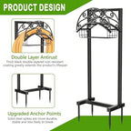 Garden Hose Holder Stand with Storage Basket, Heavy Duty Freestanding Water Hose Hanger Holds 151ft, Rust-Resistant Outdoor Hose Rack for Yard Lawn Farm - Image 2