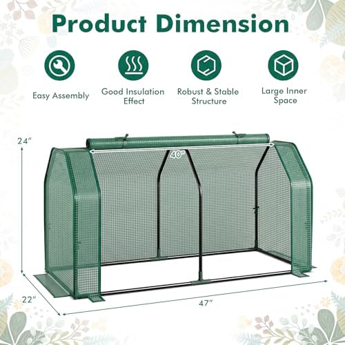 Happygrill Portable Mini Greenhouse with Roll-up Zipper Door & PE Cover - Image 7