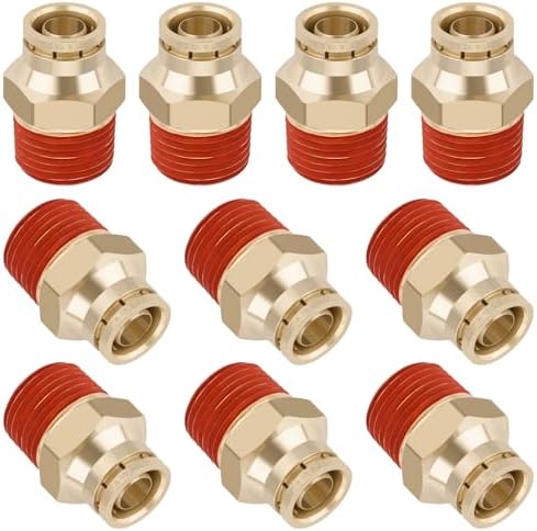 DOT Approved Male Straight Brass Union 1/2" Tube x 1/2" NPT, 10PCS by BOERAY