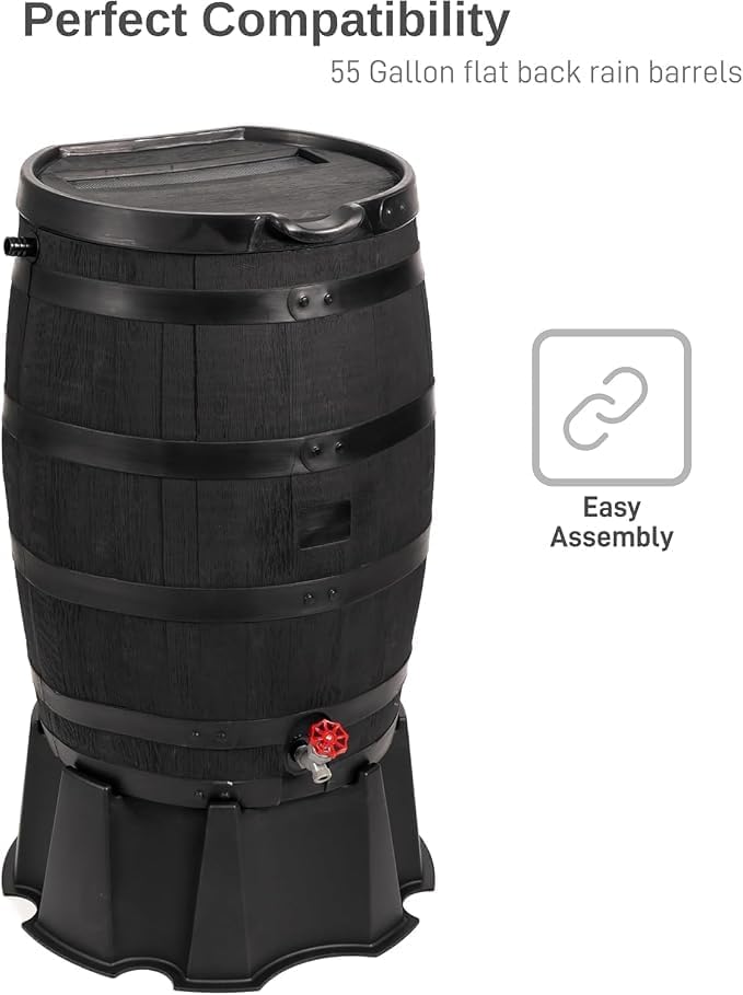55-Gallon Rain Barrel Stand, Made from 100% Recycled Material, Black - Image 4