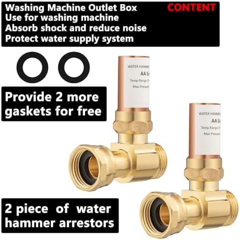 (2 Pack) Lidertik Water Hammer Arrestor for Washing Machine and 3/4 Inch Garden Hose, Copper Chamber and 2 More Washers, Absorb Shock and Reduce Noise LI-XYJSC-ZT-S(2 PCS) - Image 5