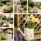 Vintage Floral Metal Watering Can for Indoor/Outdoor Plants, Pink Functional Garden Waterer with Long Spout, Garden Water Pot Rustic Decor for Home Garden Patio - Image 6