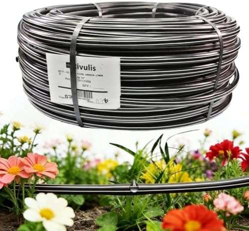 Rivulis 500 ft Drip Irrigation Emitter Tubing, 17mm (1/2"), Pressure Compensating, 12" Spacing, Ideal for Gardens, Trees, Shrubs & Landscaping – More Efficient and Precise Than a Soaker Hose by Unknown