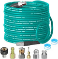 Selkie Pressure Washer Sewer Jetter Kit - 100Ft X1/4" Hydro Drain Jetter Cleaner Hose, Corner, Rotating and Button Nose Sewer Jetting Nozzle Waterproof Tape,Orifice 4.0 4.5,1/4 Inch NPT,5800 PSI by SELKIE