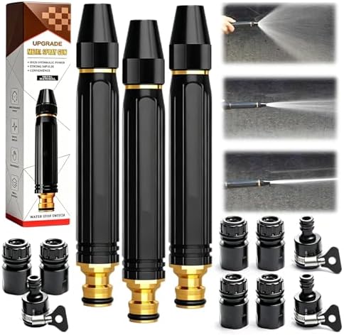 Heavy Duty Adjustable Twist Hose Nozzle Jet Sweeper Nozzle, High Pressure Water Hose Nozzle with Three Spray Modes, Hose Nozzle High Pressure for Garden Hose, Car Wash, Driveway, Outdoor (3PCS) by MIZSXF