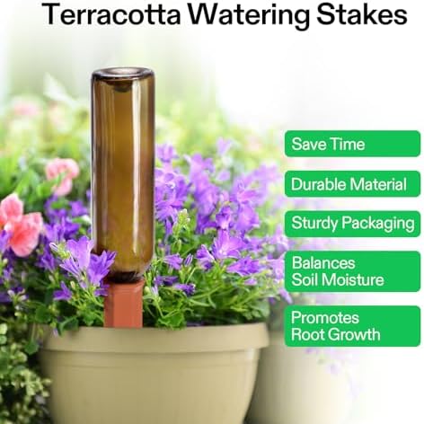 VIVOSUN 5-Pack 5 Gallons Grow Bags and 10Pcs Self-Watering Spikes, 7 Inch Hexagonal Terracotta Watering Stakes, Auto-Water Device, Planter Insert for Indoor & Outdoor Potted Plants - Image 6