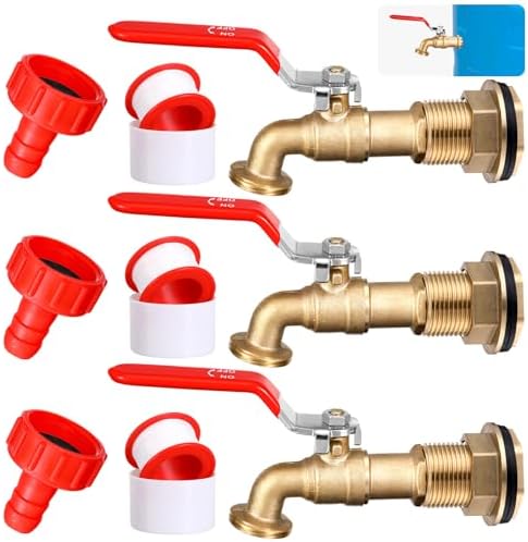 Tujoe 3 Set Brass Rain Barrel Spigot, Rain Faucet Kit for Tanks by Tujoe