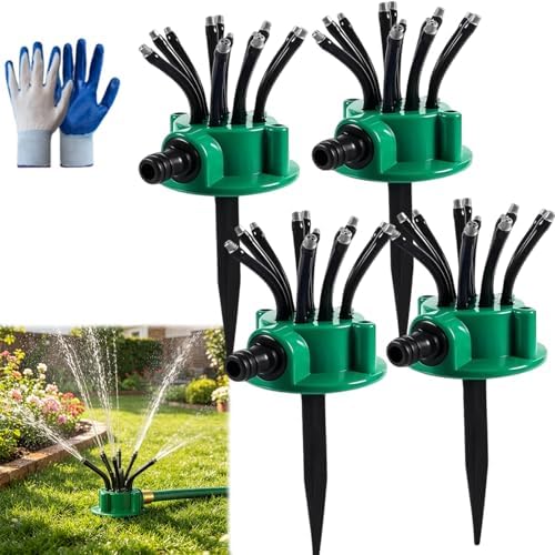360° Coverage Precision Irrigation Sprinkler, Multi Directional Lawn Sprinkler System for Yard, Automatic Rotating Water Sprinkler with Spike Base, Above Ground Sprinklers for Garden & Grass (4pcs) by LPFKYT