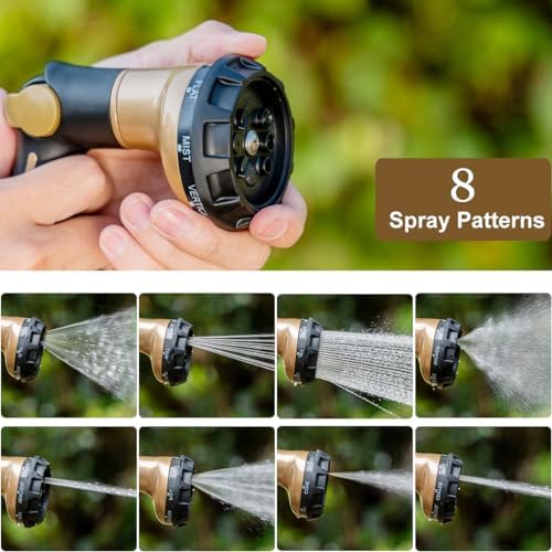 FANHAO Metal Hose Sprayer with 8 Spray Patterns+16 Inches Metal Watering Wand - Image 4