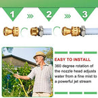 Hotop 6 Pack Big Shot Brass Hose Nozzle Adjustable Twist,3/4 Inch - Image 4