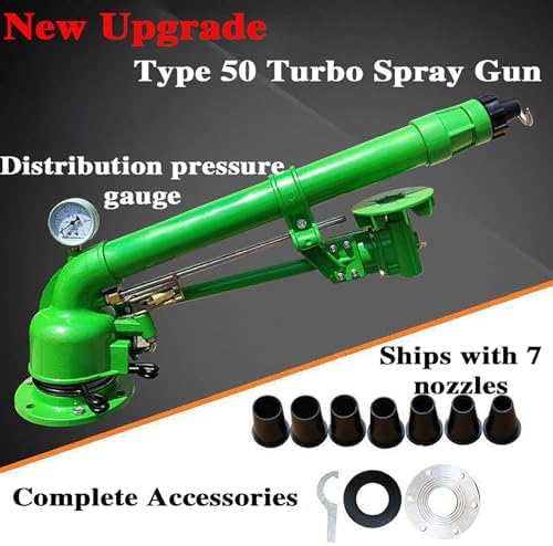 Farm Irrigation Sprinklers on Tripod Base, 2" Heavy Duty Big Gun Sprinkler for Large Area, 360° Automatic Rotation with 0°-48° Adjustable Elevation, Farmland Watering System with Flange Connection - Image 2