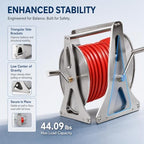 Stainless Steel Hose Reel – Wall/Floor Mounted Garden Hose Reel with with Crank, Stainless Water Hose Reel Retractable for Outdoor Watering, Car Washing & Lawn Care, 164.04ft of 1/2" Hose Capacity - Image 2