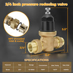 3/4‘’ NR3XL Water Pressure Reducing Valve With Double Union FNPT Connection - Image 2