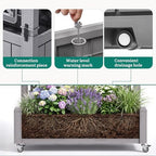 YITAHOME 43.3x17.7x61 in Planter Boxes Outdoor with Trellis, Resin Raised Garden Bed with Wheels & Drain Plug for Climbing Plants, Weather-Resistant Design Elevated Garden Bed with Trellis, Brown - Image 2